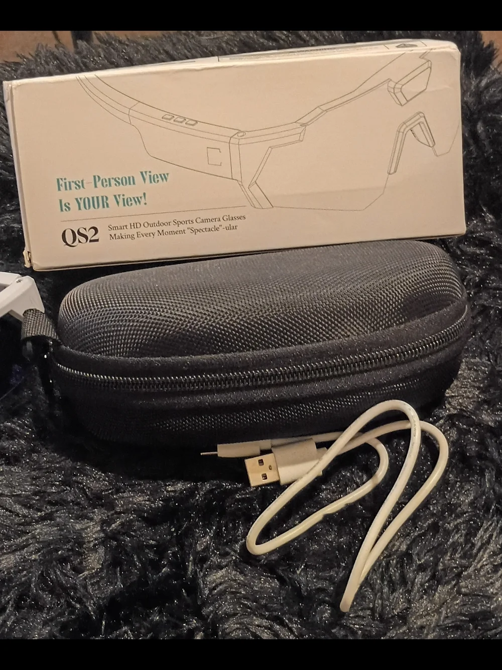 QS2 White-Frame HD Sports Smart Glasses with Multicolor Mirrored Lens